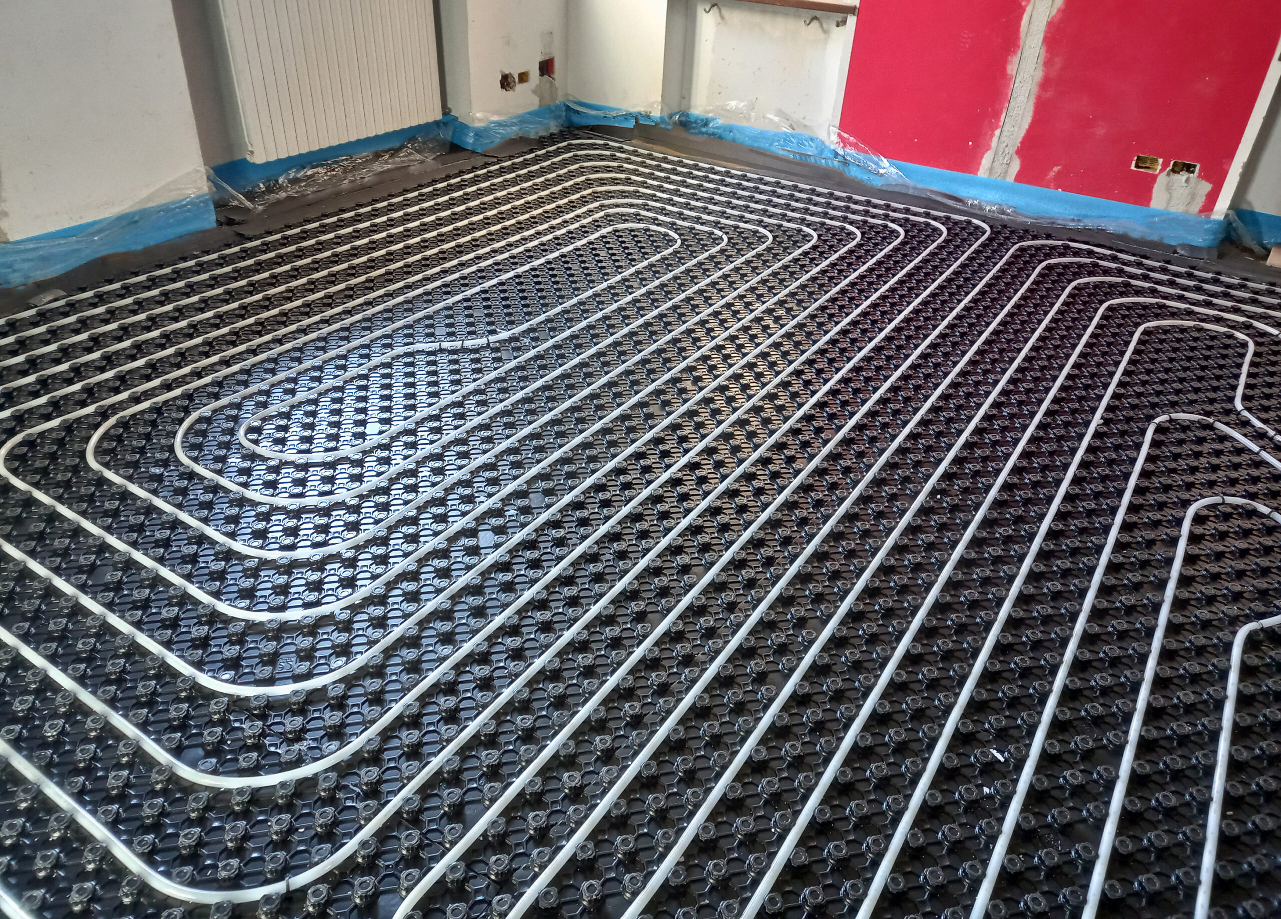 Image of water-based underfloor heating installation